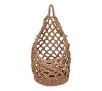Woven Basket - Natural, Aesthetics Bohemian Style Storage Net, Plant Storage Baskets, Cotton Rope Woven, 11 Inch Diameter, 9 Inch Height, Handmade Macrame | Outdoor Garden, Yard, Porch, Bathroom,