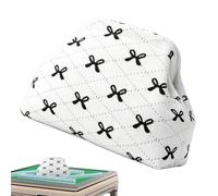 Woven Bow Leopard Print Mahjong Tile Storage Bag - Stylish Dumpling Handbag | | 12x8x4 Inch Size (220g Weight) | Durable Polyester Construction | Magnetic Closure Hand-Woven Accessory Tote And Game Pouch