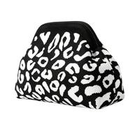 Woven Bow Leopard Print Mahjong Tile Storage Bag - Stylish Dumpling Handbag | | 12x8x4 Inch Size (220g Weight) | Durable Polyester Construction | Magnetic Closure Hand-Woven Accessory Tote And Game Pouch