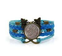 Woven Bracelets for Girls,Blue Rope Personality Rune Art,Time Gemstone Multi-Layer Hand-Woven Glass Combination Jewelry Ladies Fashion European And American Jewelry