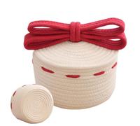 Woven Christmas Basket With Lid - Decorative Bow Toy Storage