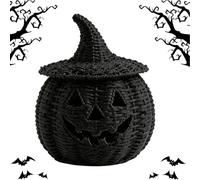 Woven Halloween Pumpkin Basket Candle Holder Centerpiece Decor