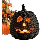 Woven Halloween Pumpkin Basket Candle Holder Centerpiece Decor