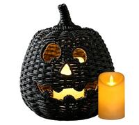 Woven Halloween PumpkinBlack Candy - Halloween Pumpkin with LED Candle