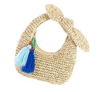 Woven Handbag With Decorative Bows Top Handle Purse For Evening Event Travel Accessories And Daily Use Elegant Wedding Straw Purse