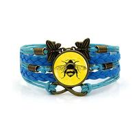 Woven Men,Blue Rope en Yellow Beautiful Bee Animal,Time Gemstone Multi-Layer Hand-Woven Glass Combination Jewelry Ladies Fashion European And American Jewelry