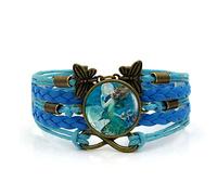 Woven Men,Blue Rope Vintage Beautiful Mermaid Animal,Time Gemstone Multi-Layer Hand-Woven Glass Combination Jewelry Ladies Fashion European And American Jewelry