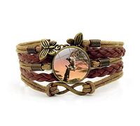 Woven Men,Brown Rope Cute Giraffe Animal,Time Gemstone Multi-Layer Hand-Woven Glass Combination Jewelry Ladies Fashion European And American Jewelry