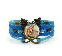 Woven Men,Cute Mermaid Girl with Blue Rope,Time Gemstone Multi-Layer Hand-Woven Glass Combination Jewelry Ladies Fashion European And American Jewelry