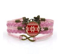 Woven Men,Pink Rope Beautiful Christmas Sweater Art,Time Gemstone Multi-Layer Hand-Woven Glass Combination Jewelry Ladies Fashion European And American Jewelry