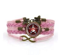 Woven Men,Pink Rope Beautiful Five-Pointed Star Bright Moon Art,Time Gemstone Multi-Layer Hand-Woven Glass Combination Jewelry Ladies Fashion European And American Jewelry