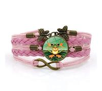 Woven Men,Pink Rope Cute Green Frog Animal,Time Gemstone Multi-Layer Hand-Woven Glass Combination Jewelry Ladies Fashion European And American Jewelry