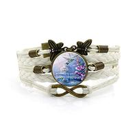 Woven Men,White Rope Beautiful Hummingbird Flower Building Landscape,Time Gemstone Multi-Layer Hand-Woven Glass Combination Jewelry Ladies Fashion European And American Jewelr