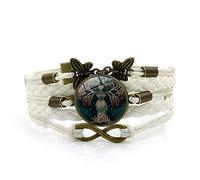 Woven Men,White Rope Creative Elegant Tree of Life Plant,Time Gemstone Multi-Layer Hand-Woven Glass Combination Jewelry Ladies Fashion European And American Jewelry