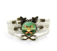 Woven Men,White Rope Cute Green Frog Animal,Time Gemstone Multi-Layer Hand-Woven Glass Combination Jewelry Ladies Fashion European And American Jewelry