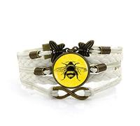 Woven Men,White Rope en Yellow Beautiful Bee Animal,Time Gemstone Multi-Layer Hand-Woven Glass Combination Jewelry Ladies Fashion European And American Jewelry