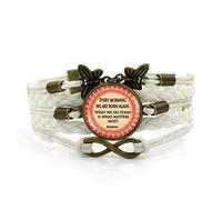 Woven Men,White Rope Inspirational Inspirational Beautiful Text,Time Gemstone Multi-Layer Hand-Woven Glass Combination Jewelry Ladies Fashion European And American Jewelry
