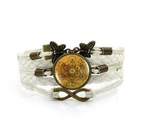 Woven Men,White Rope Lines Beautiful Geometric Art,Time Gemstone Multi-Layer Hand-Woven Glass Combination Jewelry Ladies Fashion European And American Jewelry