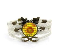 Woven Men,White Rope Music Melody Yellow Flower Plant,Time Gemstone Multi-Layer Hand-Woven Glass Combination Jewelry Ladies Fashion European And American Jewelry