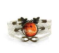 Woven Men,White Rope Red Venus Planet Landscape,Time Gemstone Multi-Layer Hand-Woven Glass Combination Jewelry Ladies Fashion European And American Jewelry