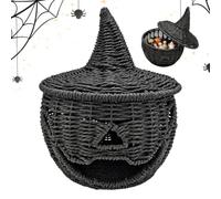 Woven Pumpkin Basket, Halloween Candy Holder For Mantel Desk Home Decor | Woven Pumpkin Design Adds Seasonal Charm While Holding Candy Treats And Small Items For Mantels Desks Shelves Apartments Dorm