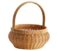 Woven Serving Storage Bowl, Round Imitation Rattan Basket with Handles for Kitchen, Pantry, Counter, Fruit, Vegetable, Bread Storage, Home Table, Picnic
