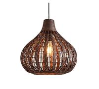 Woven Shade Pendant Light Fixture Hand-Woven Hanging Lamp Creative Bird Nest Rattan Chandelier for Living Room,Kitchen Island, Dining Room(Black)