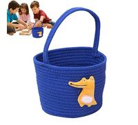 Woven Storage Basket - Laundry Blanket Bin, Space-Saving Soft Organizer, Handheld Room Storage Solution, Durable Multipurpose Basket for Kids Dog Clothes Towels Bedding Easter