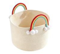 Woven Storage Basket - Rainbow Aesthetic Reinforced Handle Organizer | Laundry Basket Storage Bins for Home Bedroom Living Room Kids Room Nursery Stuffed Animals Blanket Clothes