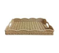 Woven Tray - Large Rectangular Wicker Tray With Built-in Handle | Imitation Rattan Fruit Basket | Decorative Dining Basket For Home Bedroom Coffee Table Sofa Party Outdoor Patio Camping Picnic Family