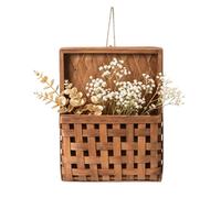 Woven Wall Basket Wooden Hanging Storage Planter Holder Entryway Decor