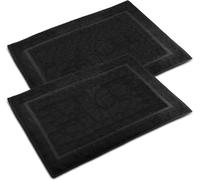 WovenWonder Set di 2 tappetini da bagno in 100% cotone egiziano (50 x 70 cm, 1000 g/m²), set di tappetini da bagno di lusso, altamente assorbenti e lavabili (nero)