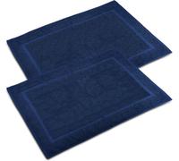 WovenWonder Set di 2 tappetini da bagno in 100% cotone egiziano (50 x 70 cm, 1000 g/m²), set di tappetini da bagno di lusso, altamente assorbenti e lavabili (blu navy)
