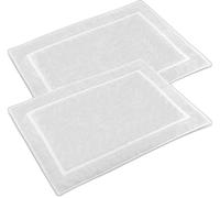 WovenWonder Set di 2 tappetini da bagno in 100% cotone egiziano (50 x 70 cm, 1000 g/m²), set di tappetini da bagno di lusso, altamente assorbenti e lavabili (bianco)