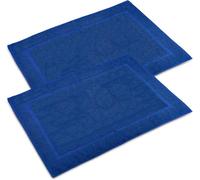 WovenWonder Set di 2 tappetini da bagno in 100% cotone egiziano (50 x 70 cm, 1000 g/m²), set di tappetini da bagno di lusso, altamente assorbenti e lavabili (blu)
