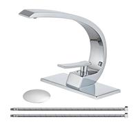Wovier Rubinetto per lavabo da bagno in cromo,Rubinetto in ottone per lavabo singolo con manico singolo dal design unico,Rubinetto miscelatore per lavabo con tubo di alimentazione