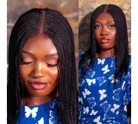 WOW BRAIDS Parrucca intrecciata con micro milioni, colore 2 - 30,5 cm. Parrucca sintetica intrecciata a mano ultra sottile e leggera, per donne di colore.