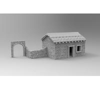 WOW Buildings 1/72 (20mm) Case Extra Kelly's Heroes #3, Kit Non Verniciato