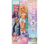 WOW GENERATION - Splash and Create, set di moda creativo per ragazze, giocattolo educativo per creare outfits con spray d'acqua e gemme decorative, trasforma vestiti da bianco e nero a colori