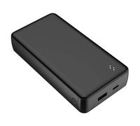 WOW, Powerbank 20000 mAh USB-A / USB-C con cavo compatto, Nero