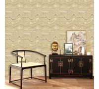 WOW165 Mila Marmo Carta da Parati Ruvida Beige Oro 10m Rotolo Lusso Stile