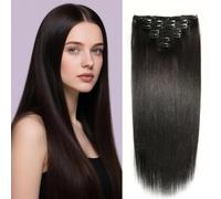 WOWANGEL Extension con clip in capelli veri, 7 extension per capelli veri al 100% con 19 clip, qualità salone, capelli morbidi, leggeri e naturali, ideali per volume e lunghezza, #1B nero naturale