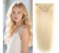 WOWANGEL Extension con clip in capelli veri, 7 extension per capelli veri al 100% con 19 clip, qualità salone, capelli morbidi, leggeri e naturali, ideali per volume e lunghezza, #60 bionda