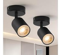 wowatt 2 x Lampada Faretti Led da Soffitto Orientabili, Moderna Plafoniera Attacco GU10 Nero, Faretto da Parete Interno Rotondo Luce da Soffitto Per Soggiorno Cucina Corridoio Senza Lampadine
