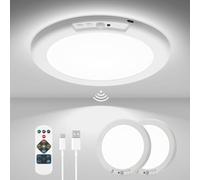 wowatt 2Pcs Plafoniera LED Soffitto con Sensore di Movimento Batteria 19cm 3000K 4500K 6500K Rotonda Plafoniere Sensore Crepuscolare Dimmable Lampada con Telecomando per Corridoio Cucina Bagno Camera