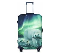 WOWBED Northern Lights Polar Bear - Copertura elastica per valigie da viaggio, adatta per bagagli da 45,7 a 81,7 cm, Nero , L