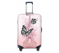 WOWBED Parigi Torre Eiffel Farfalla Stampato Valigie Copertura Elastica Viaggio Bagagli Protector Adatto 45-81 Pollici Bagagli, Nero , M