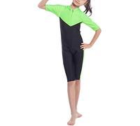 WOWDECOR - Costume intero da bagno per bambine e ragazze, copertura completa Burkini, Verde, S