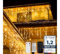 WOWDSGN Catena luminosa a LED per esterni, con controllo app e telecomando, 5 m, 220 LED, IP44, impermeabile, timer, innumerevoli effetti, per Natale, giardino, balcone, bianco caldo