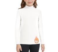 WOWENY Maglietta Termica Bambini Manica Lunga Termica Camicia Calda Unisex Pullover a Collo Alto Ragazze Maglietta a Collo Alto Ragazzi Inverno Sci Camicia da Sotto 6-14 Anni, bianco, 13-14 Jahre